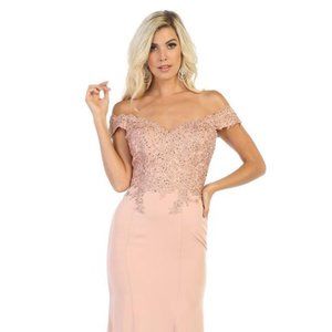 Plunging Off-Shoulder Trumpet Dress